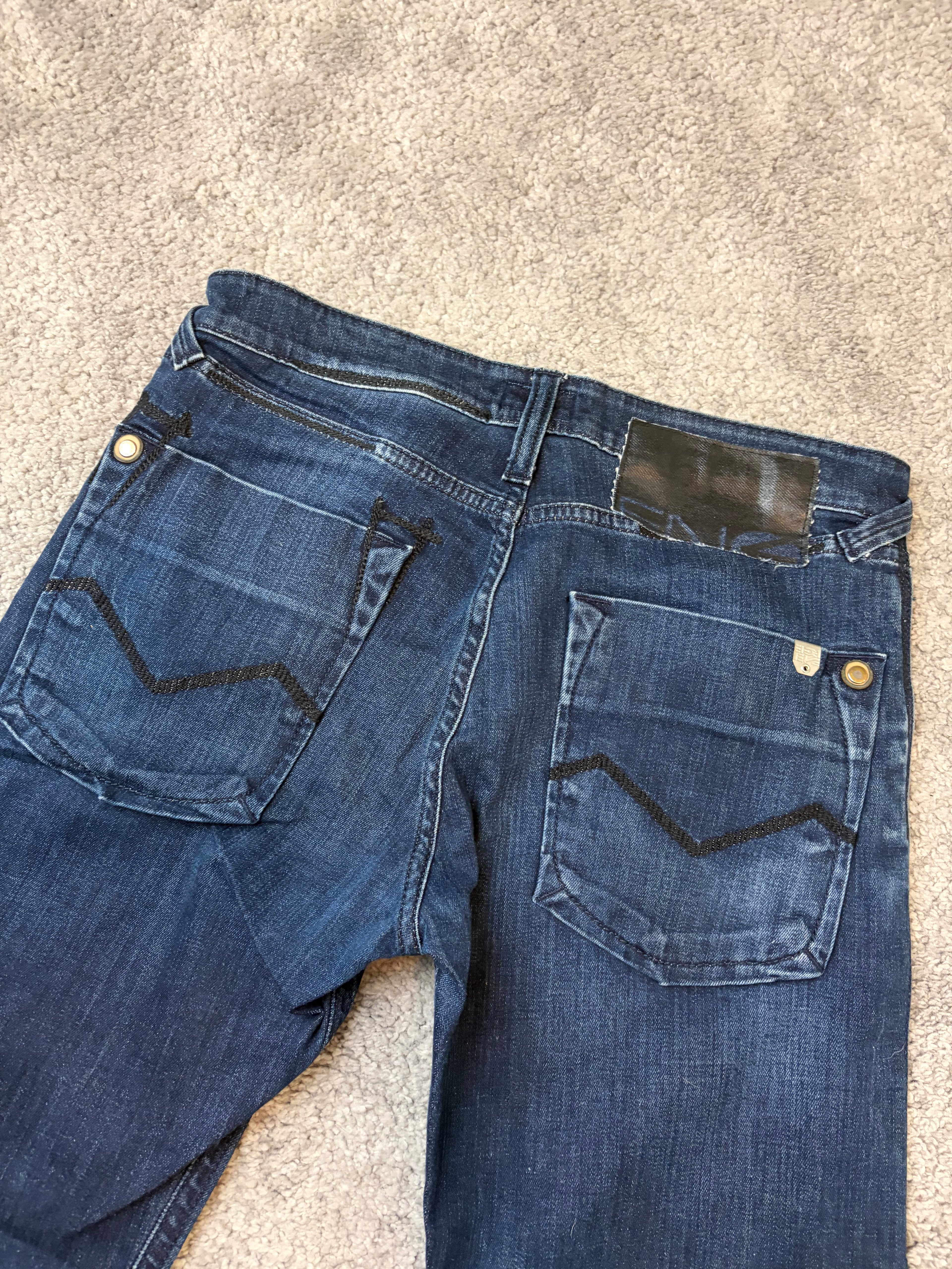 Washed straight denim (S)