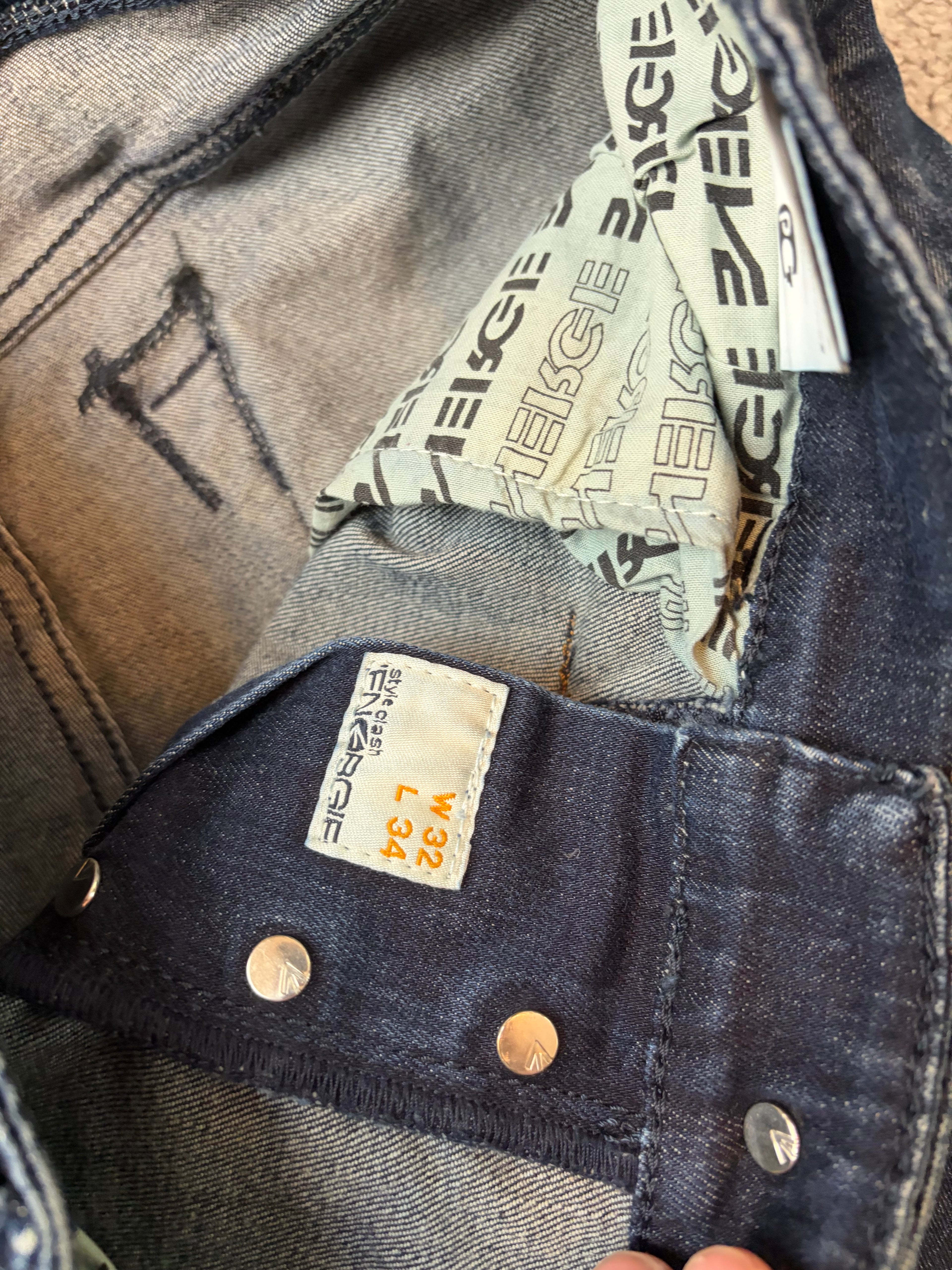 Washed straight denim (S)