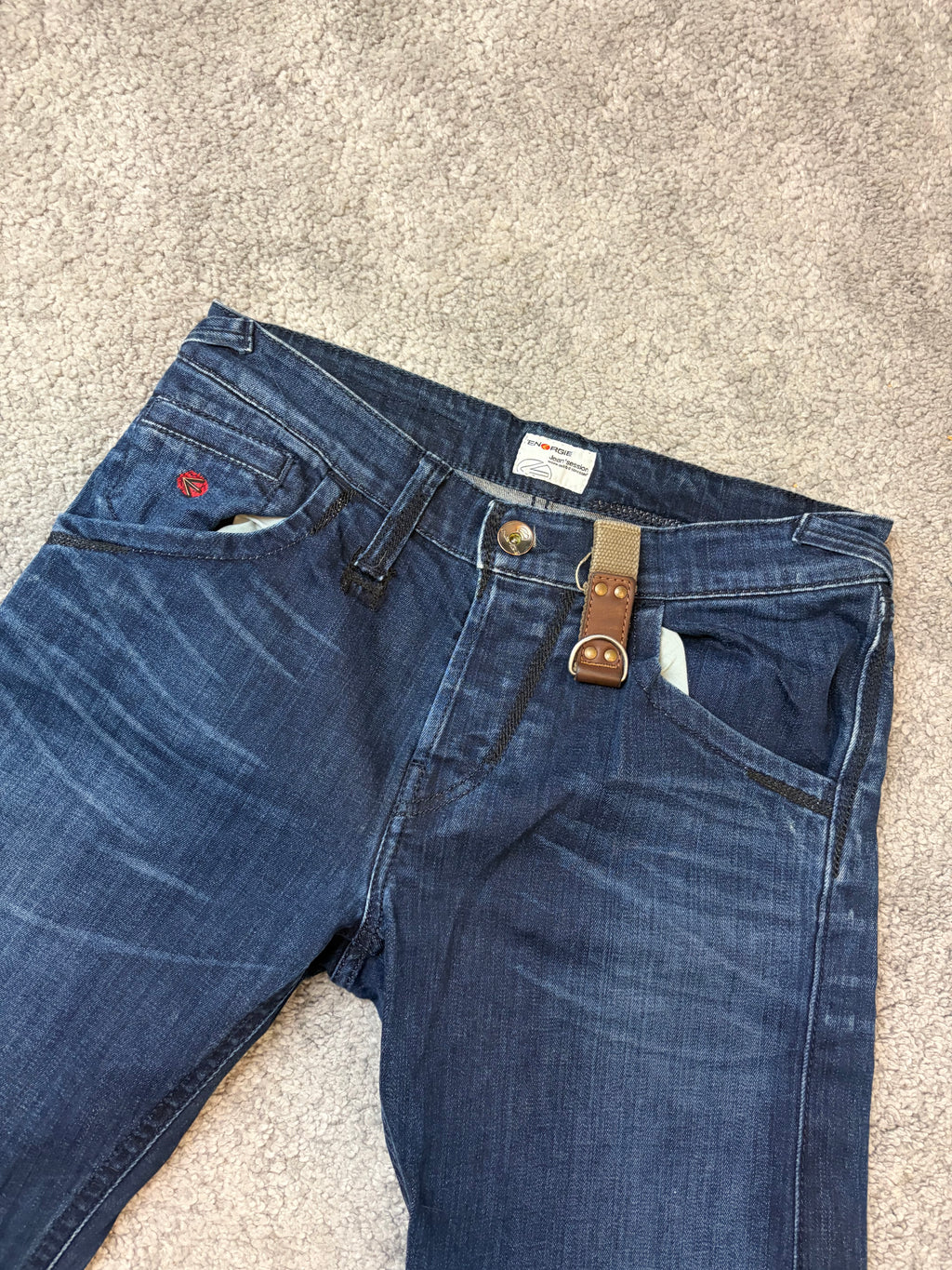 Washed straight denim (S)