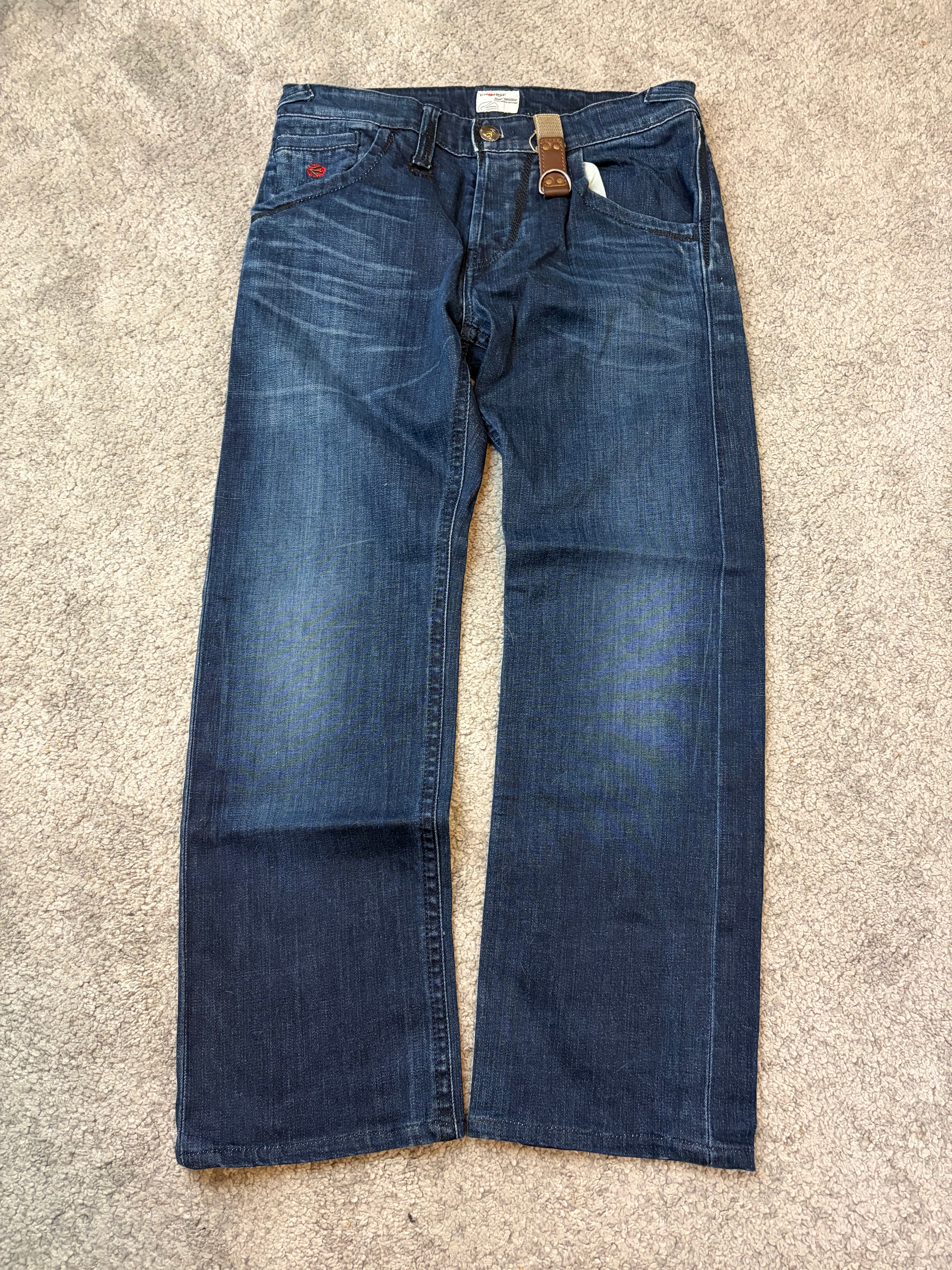 Washed straight denim (S)