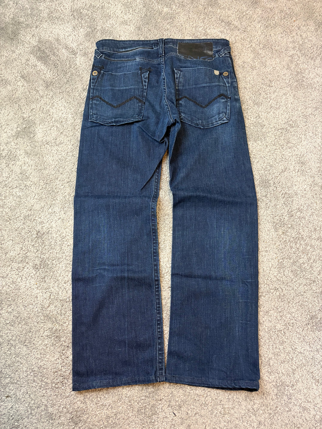 Washed straight denim (S)