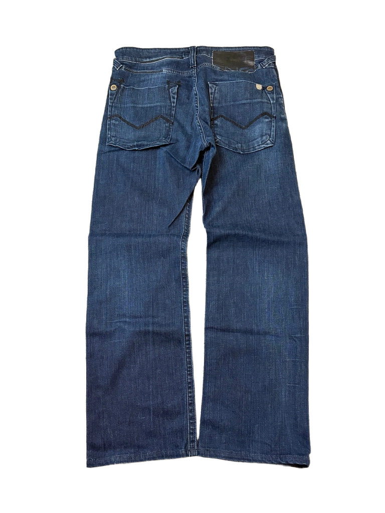 Washed straight denim (S)