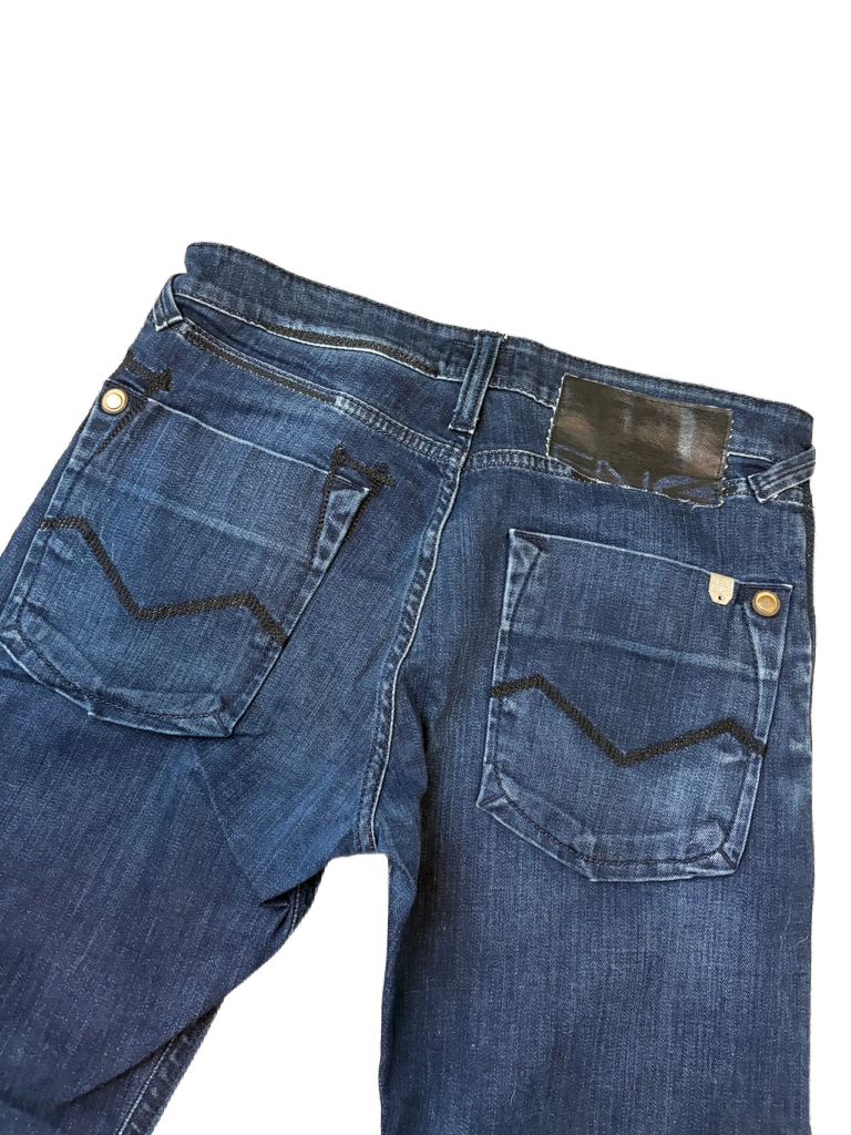 Washed straight denim (S)
