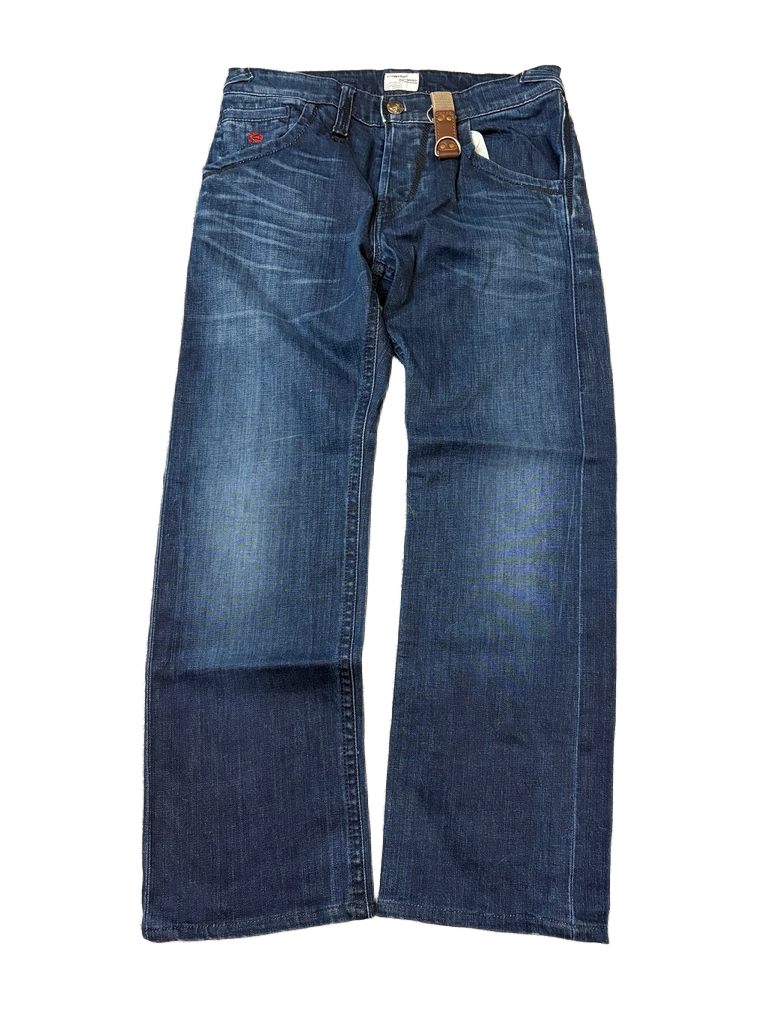 Washed straight denim (S)